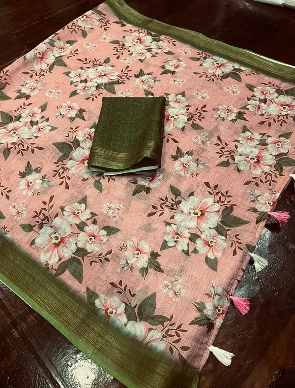 Linen_Saree_with_Digital_Print_and_Unstitched_Blouse_Piece